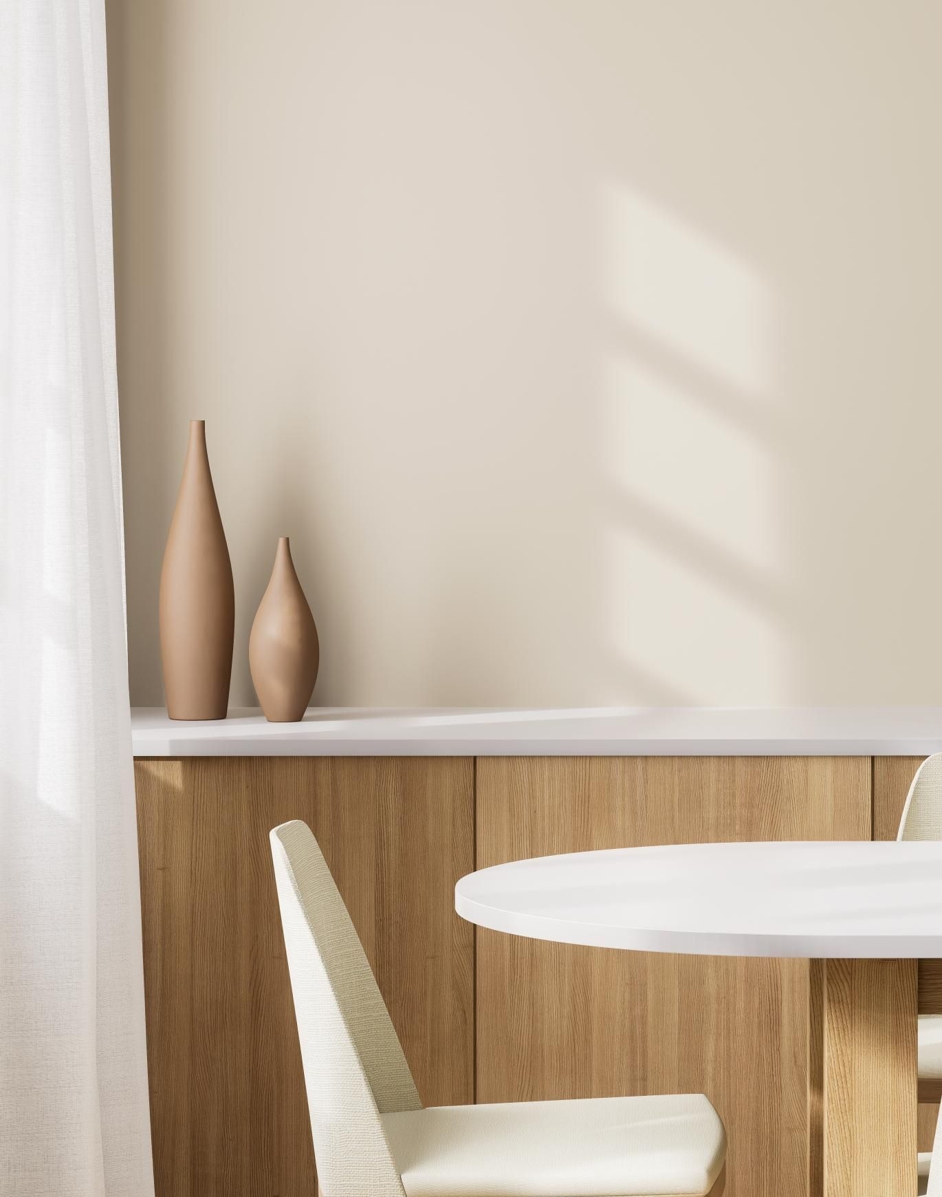 a room with a table and chairs